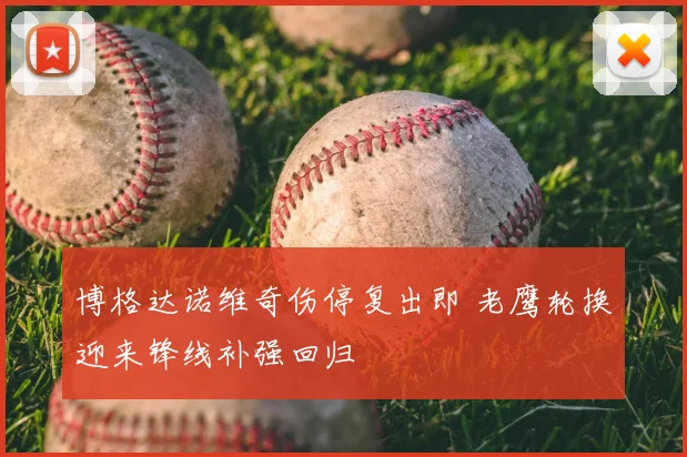 博格达诺维奇伤停复出即 老鹰轮换迎来锋线补强回归